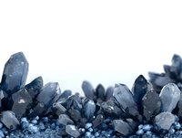 Blue quartz crystal formation with translucent pointed formations against white background, showcasing natural mineral growth for geology education or luxury decor.