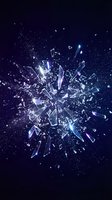 Explosive glass shards bursting with bright light rays against dark blue background creating dramatic destruction effect for impact designs.