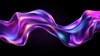 Vibrant flowing abstract wave in purple, pink and blue neon colors against black background creates dynamic motion effect for modern design projects.
