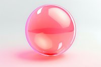 Pink transparent glass sphere with light reflections on soft gradient background, isolated object for creative design projects and compositions.