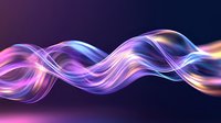 Luminous flowing waves with vibrant purple, blue and orange colors creating dynamic motion effect against dark background, suitable for abstract design projects.