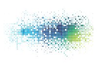 Abstract dotted pattern transitioning from deep blue to vibrant green, featuring scattered halftone circles in gradient arrangement on white background, suitable for tech designs.