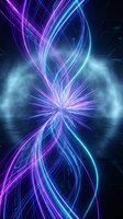Neon light trails creating dynamic energy burst with purple and blue glowing lines radiating from center point against dark background for digital art projects.