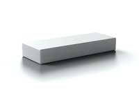 Blank white rectangular box isolated on white background, ready for packaging design, branding mockups, product presentation, and commercial applications.
