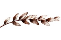 Watercolor branch with brown leaves arranged in gentle curve on white background, isolated botanical element for nature-inspired designs and decorative projects.