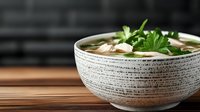 Homemade mushroom soup with fresh parsley garnish served in rustic ceramic bowl on wooden table for comfort food dining and culinary presentation.