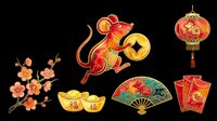 Festive rat holding gold coin isolated on transparent background, ready for t-shirt design, clipart, stickers, print-on-demand products, sublimation and holiday crafts.