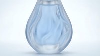 Modern blue glass vase with organic curved design isolated on white background for home decor and interior styling projects.