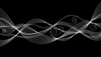 Abstract white flowing lines and swirls creating elegant wave patterns on black background for modern graphic design and digital art projects.