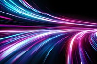 Abstract light trails in neon pink and blue colors creating dynamic motion effect on black background, suitable for technology and future concepts.