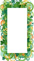 Decorative shamrock clover frame border with swirls and circles for St Patricks Day celebration greeting cards invitations and festive design projects.