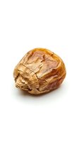 Dried coconut shell with natural brown texture and cracked surface isolated on white background for organic crafts and tropical decoration projects.
