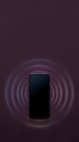 Smartphone with glowing concentric sound waves radiating outward on dark purple background, representing wireless technology, connectivity, and signal transmission for communication apps.