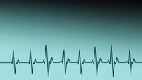 Medical heartbeat rhythm electrocardiogram pulse line on gradient background for healthcare cardiology monitoring applications.