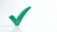 Green checkmark symbol on white background isolated for approval confirmation success validation and positive decision making in business presentations.