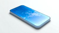 Modern smartphone with blue sky display on white background, isolated device for app development, web design, and technology marketing.