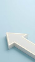 White arrow cursor with glowing neon edge on light blue background, isolated 3D rendered pointer symbol for web design, user interface, and digital navigation concepts.