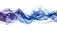 Abstract flowing smoke waves in purple and blue gradient colors on white background for modern design projects.
