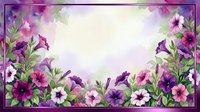 Purple and pink pansy flowers frame with watercolor background for spring garden design, greeting cards, wedding invitations and floral decorations.