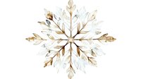 Delicate watercolor snowflake in white and brown tones featuring intricate leaf-like patterns radiating from center, suitable for winter holiday designs and seasonal decor.