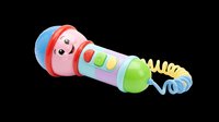 Colorful baby toy telescope with smiling face, buttons, and spiral teether isolated on transparent background. Ready for clipart, print-on-demand, sublimation, stickers, and t-shirt designs.