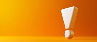 White exclamation mark on vibrant orange-yellow gradient background, symbolizing warning, attention, or important announcement for business presentations.