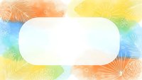 Tropical summer background with palm leaves and white oval frame for text. Bright gradient colors create vibrant border design for presentations and marketing.