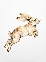 Watercolor jumping rabbit isolated on transparent background, ready for t-shirt designs, stickers, clipart, print-on-demand products and sublimation projects.