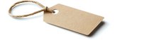 Blank kraft paper tag with natural twine string isolated on white background for product labeling and price marking.