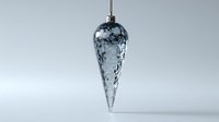 Elegant teardrop-shaped glass pendant light with blue-gray marbled pattern hanging against neutral background, perfect for modern interior design.