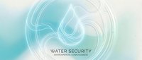Water security and environmental consciousness concept with flowing liquid droplet design on soft gradient background.
