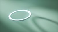 Glowing neon oval ring on soft green surface, modern minimalist design for tech, gaming, and contemporary digital projects.
