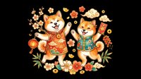 Two cheerful Shiba Inu dogs in festive traditional outfits celebrating lunar new year, isolated on transparent background, ready for stickers, t-shirt design, and print on demand.