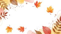 Autumn leaves frame with warm colors and decorative elements on white background for seasonal designs and fall themed projects.
