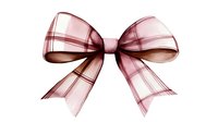 Elegant pink plaid bow with transparent sheer fabric effect and delicate striped pattern, isolated on white background for design projects and decorative elements.