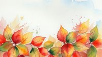 Watercolor autumn leaves border with vibrant red, orange, yellow and green foliage on white background for seasonal designs and fall decorations.