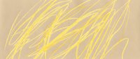Abstract yellow brushstrokes on neutral beige background, suitable for modern design projects, wallpapers, and artistic backgrounds.