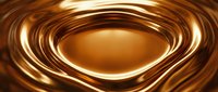 Liquid gold swirling in concentric waves creates an abstract, luxurious background with glossy metallic finish and smooth flowing motion.