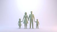 Family silhouettes holding hands on soft gradient background representing unity, togetherness and family bonds for healthcare and lifestyle concepts.