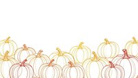 Autumn pumpkin border with colorful line art gourds on white background. Seasonal harvest decoration for fall designs and thanksgiving projects.