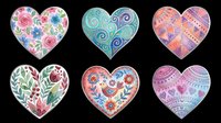 Decorative heart shapes with floral, geometric, and mandala patterns isolated on transparent background. Ready for t-shirt design, stickers, clipart, sublimation, print-on-demand products, and digital crafts.