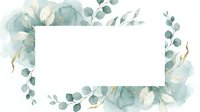 Watercolor eucalyptus leaves frame with blank white space for text, soft green botanical border design for wedding invitations and greeting cards.