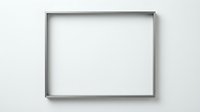 Minimalist silver metal frame on white wall with empty space inside, mockup for art, photo display, or poster presentation.