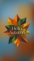 Geometric autumn leaf mandala with warm fall colors arranged in circular pattern against gradient background, suitable for seasonal greeting cards and promotional materials.
