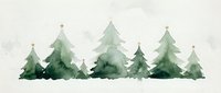 Watercolor pine forest silhouette with green evergreen trees in minimalist style for holiday decorations and seasonal design projects.