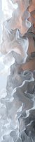 Ethereal flowing smoke-like waves in soft gray and white tones with subtle peach accents create an abstract fluid art pattern suitable for modern interior design.