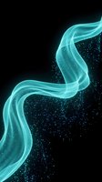 Flowing turquoise energy wave with sparkling particles on black background for digital art and futuristic design projects.
