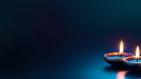 Traditional oil lamps with bright flames on dark blue background creating warm atmospheric lighting for festivals and celebrations.