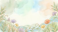 Soft watercolor floral frame with pastel flowers and green leaves on a light background, perfect for cards, invitations, and spring designs.