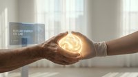 Diverse hands holding glowing light bulb symbolizing innovation, renewable energy, and sustainable business solutions for future technology concepts.